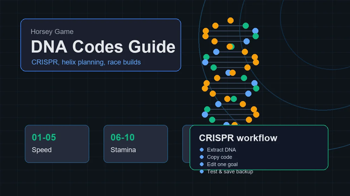Horsey Game DNA 코드, CRISPR, 헬릭스 빌드 계획 일러스트