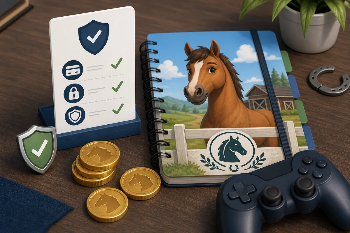 Editorial illustration of checking whether Horsey Game is free through a safe Steam purchase path